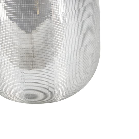 40" Silver Fiberglass Mosaic Floor Vase with Blue Interior,